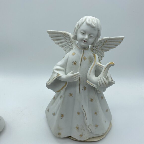Vintage Pair Of SCHMID BROTHERS Music Box Angels Harp & Horn 7” - Picture 2 of 14